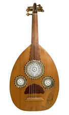 Vintage Egyptian Oud Lute Musical Instrument Inlaid Mosaic Wooden