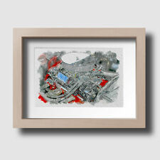 V8 Engine Classic Car Muscle Watercolour Sketch Wall Art Print Picture Unframed