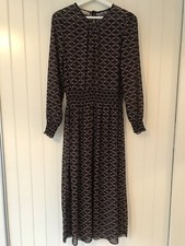 Bellambra Dress - Italian Designer - Black Patterned - Midi Dress - Size Small