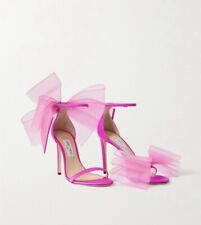 JIMMY CHOO AVELINE 100 BOW SATIN SANDALS - FUCHSIA PINK - EU42 UK9 US12