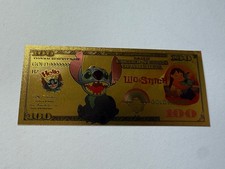 24k gold plated bank note dollar bill mint novelty LILO & STITCH Disney