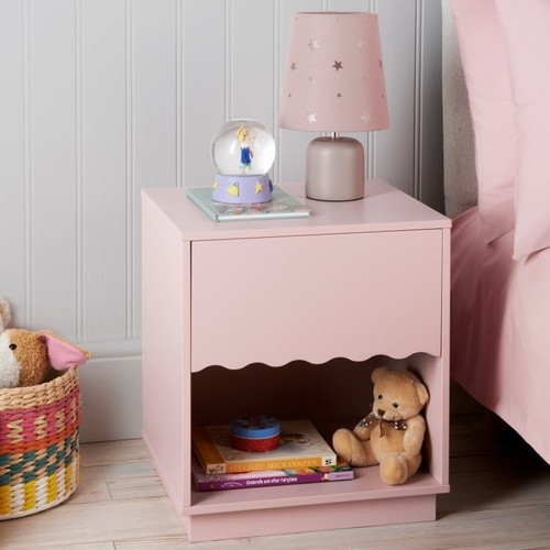 Kids pink scallop bedside - kids,