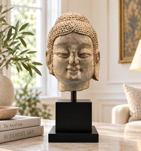 Chinese limestone buddha head - chinese,