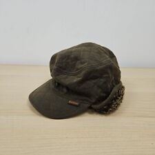 Barbour Wax Waterproof Vintage Brown Hunting Shooting Fleece Fur Hat Cap Large