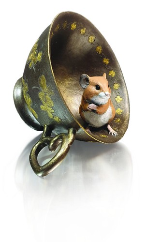 Cold cast bronze mouse - cast, in