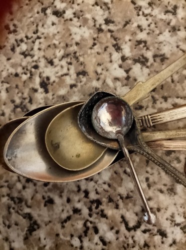 Silver plated salt - silver, spoons