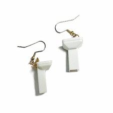 Bathroom Fixture KITCHEN SINK Funky EARRINGS Funny Plumber Charm Novelty Jewelry