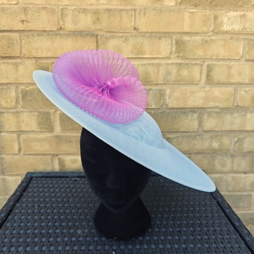 White purple flower wide brim - white,