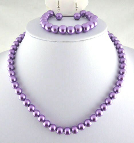Purple faux pearl necklace - faux,