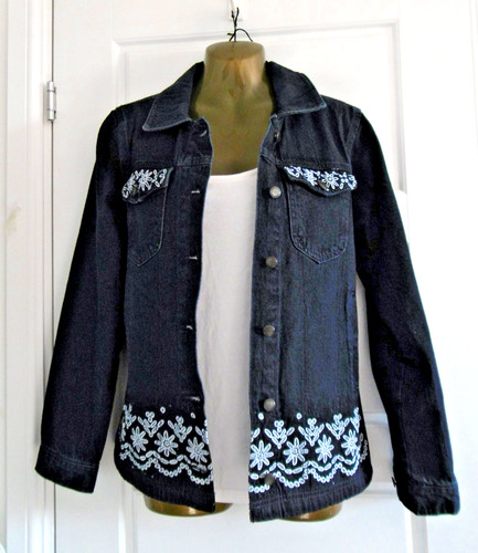 Denim jacket embroidered - denim,