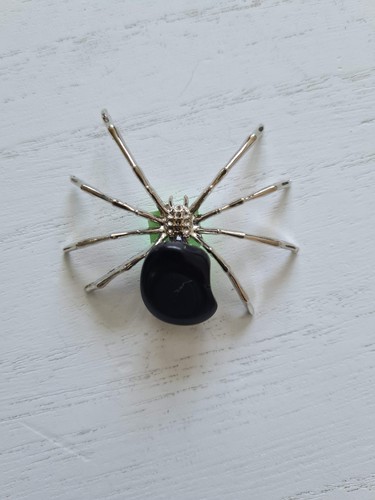 Black obsidian spider crystal - obsidian,