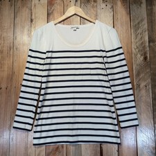 Whistles Womens White Stripe Long Sleeve T-Shirt Jumper Sailor Jersey Size 12