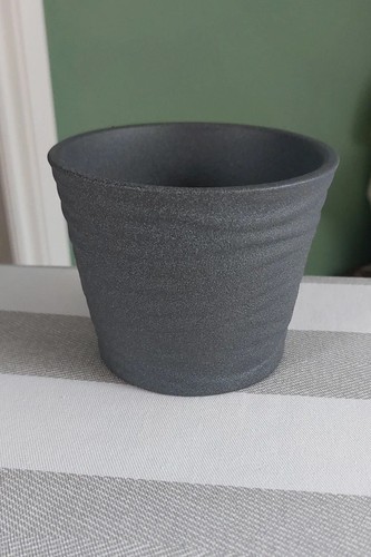 Dark grey ceramic plant pot - dark,