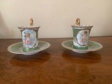 Pair of Rare Royal Vienna demitasse Cups and Saucers . 1890.