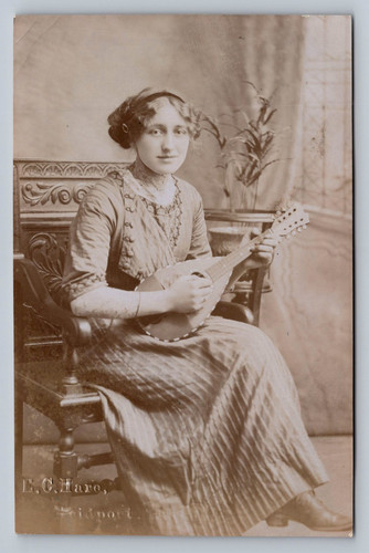 Postcard woman playing - postcard,