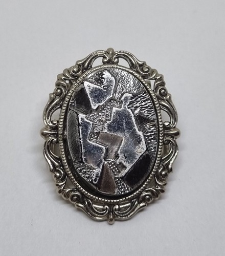 Vintage silver tone scarf clip - silver,