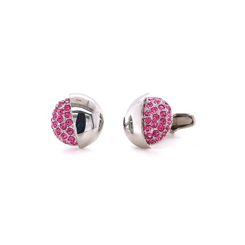 Pink crystal eclipse cufflinks - pink,
