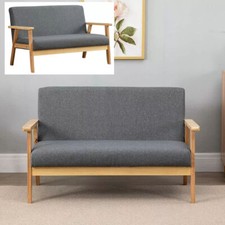 2 Seater Sofa Wood Frame Linen