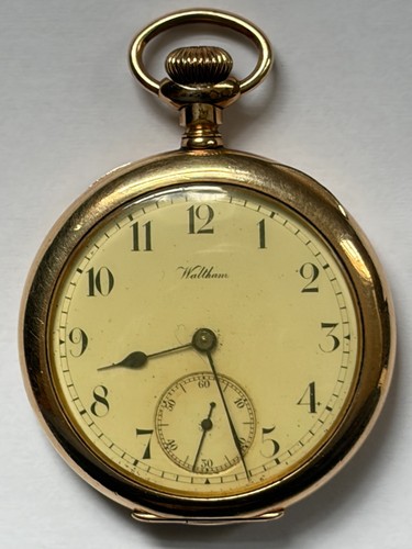 Antique 1908 open face waltham - open,