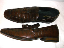 Mens Marks & Spencer "Collezione" Brown Snake Leather Slip on Shoes Size 9 UK VG