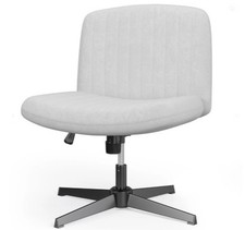 Grey Wide Seat Ergonomic Cross Legged Office Chair, Height Adjustable, No Wheels