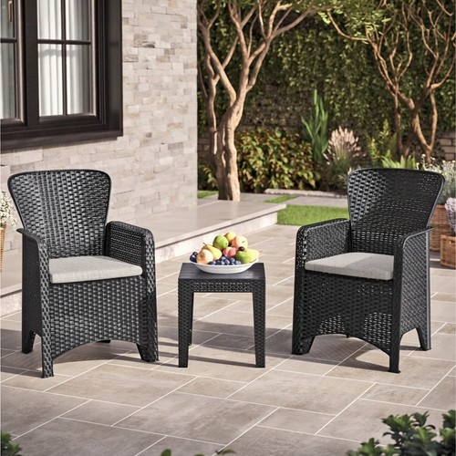 Piece black rattan bistro - 3-piece,
