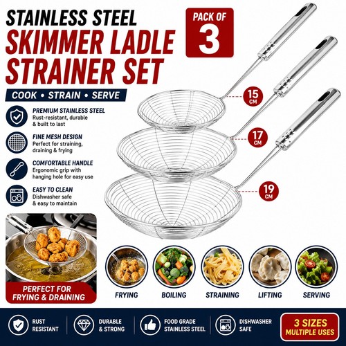 3pc stainless steel fine mesh - 3pc,