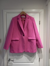 Zara Pink Loose Fit Blazer Jacket Size XXL 16 18 Uk
