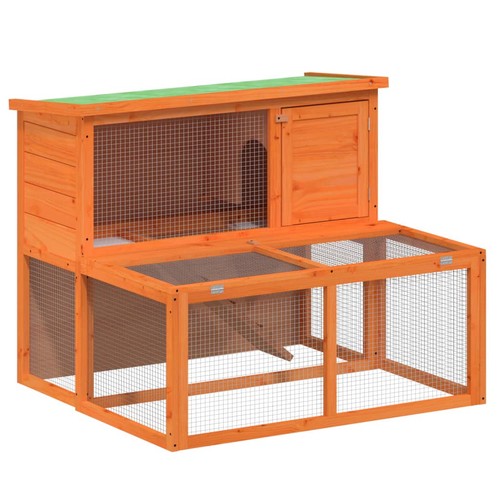 Wooden rabbit hutch with - rabbit,