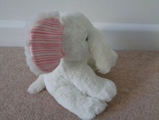 F&F Tesco White Elephant Red Striped Ears Soft Toy Baby Comforter 
