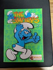 Merlin's Smurf Sticker Book 100% Complete With Village Cardboard Cutout