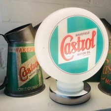 Castrol Wakefield Motor Oil Mini Gas Pump Globe with Chrome LED Lamp Base