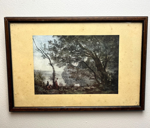 Vintage framed landscape print - vintage,
