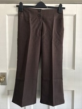 FLORENCE ROBY BROWN SMART CROPPED TROUSERS SIZE 8 
