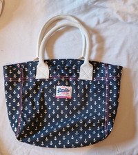 Superdry Tote Handbag Blue with Anchor Print Great Condition Great Bag