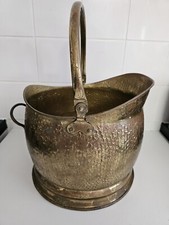 Vintage Brass / Gold Coal  Log Bucket Storage Fireplace 