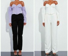 Missguided Ladies Teens Peace Love Corset Bardot Crop Top Liliac SIZE 4-14 £50