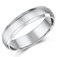 5mm Palladium Wedding Band Matt & Polished D shaped Heavy Weight UK Hallmark 950