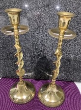 VTG Brass Barley Twist Candlesticks Holders Set Of 2