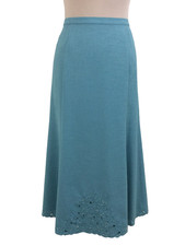 Eastex Women's Skirt Size 14 Light Blue Long Embellished Godet Floral Used F1