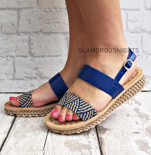 Ladies navy blue low heel - blue,