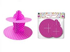2 Tier Pink Polka Dot Disposable Party Cupcake Cake Stand Cream Tea Scone 25.5cm