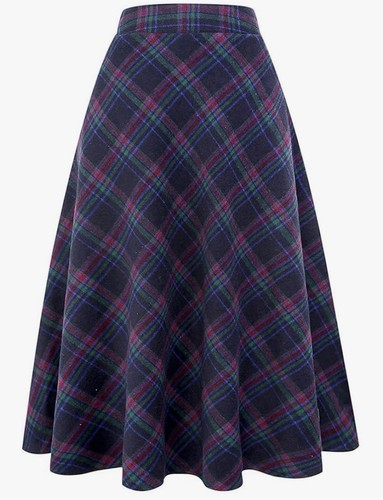 Women skirt checked wool - skirt,