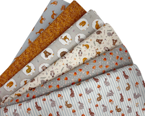 Woodland animals cotton fabric - animals,