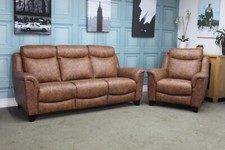 PARKER KNOLL MANHATTAN 3 SEATER SOFA & ARMCHAIR, OXFORD CEDAR LEATHER. RRP £5043