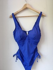 Prima Donna Ocean Blue Swimsuit  Medium With  Bra Support, Tie Sides  10-12
