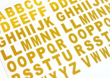 13.5mm Gold on Clear Vinyl Sticky Letters, Alphabet A-Z Stickers, BL84
