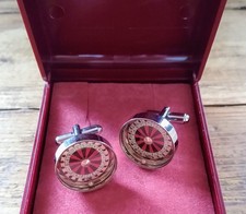 ROULETTE WHEEL CASINO PAIR OF SILVER METAL CUFFLINKS MOVING BALL - VERY STYLISH!