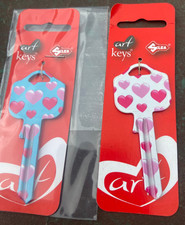 LOVE HEART BLUE or PINK KEY BLANKS UNIVERSAL UL2 6-Pin Cylinder Key Blank.