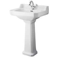 Hudson Reed 500mm Traditional Wash Basin & Pedestal 1 Tap Hole Bathroom Sink